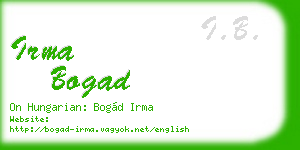 irma bogad business card